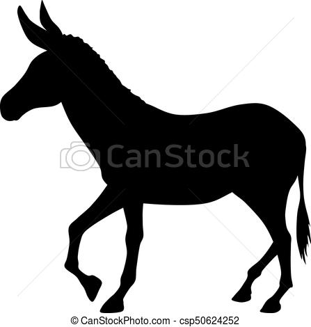 447x470 Black And White Vector Silhouette Of Donkey Clipart Vector