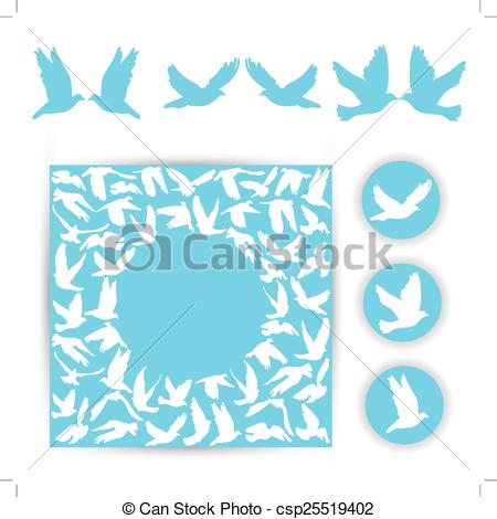 450x470 Set Design Wedding Card. White Doves On A Blue Background