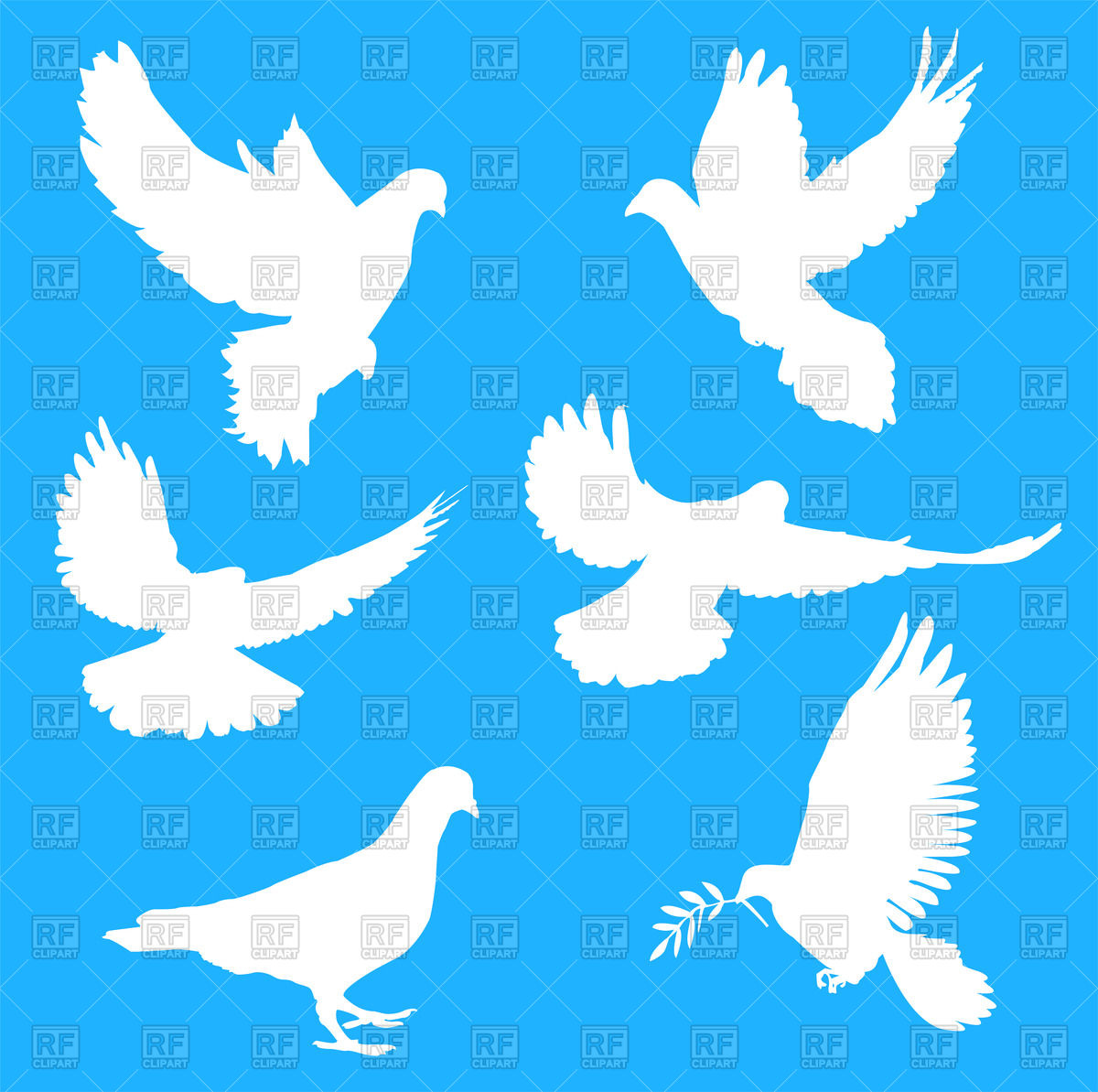 1200x1193 White Silhouettes Of Doves Royalty Free Vector Clip Art Image
