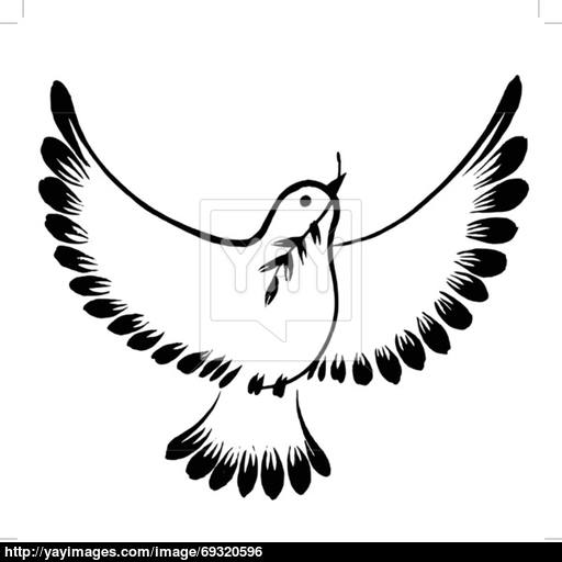 512x512 Silhouette Of A Flying Dove Peace Vector