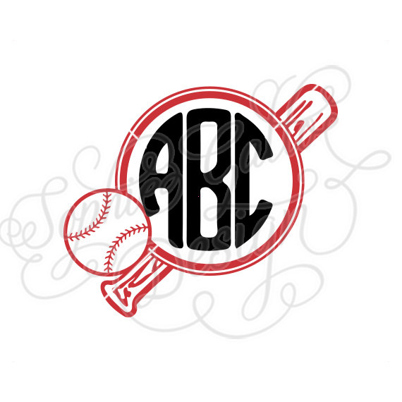 570x570 Ball Amp Bat Baseball Monogram Svg, Dxf Digital Download Files