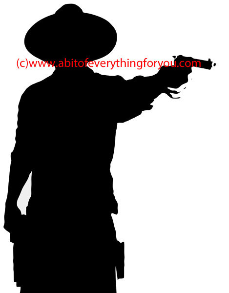 469x600 Cowboy Shooting Gun Silhouette Printable Art Clipart Png Download