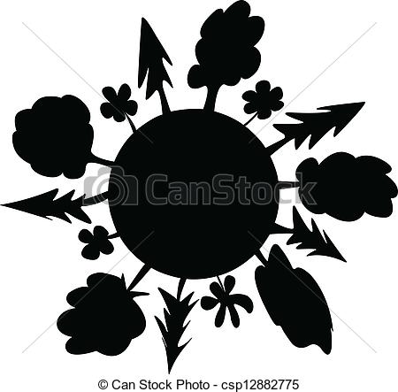 450x443 Green World Silhouette Vector Vectors Illustration