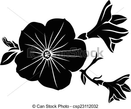 450x374 Petunia Flower Silhouette. Vector Illustrations Of Vectors