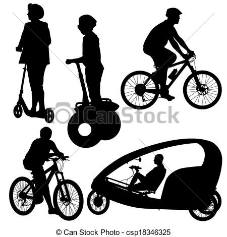 450x470 Set Silhouette Of A Cyclist. Vector Illustration. Vector