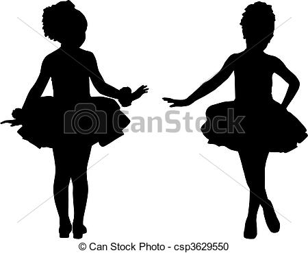450x369 Silhouette Small Ballerinas. Silhouette Children Ballet Vector