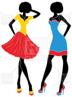 300x400 Silhouette Of Graceful Fashion Models In Short Colorful Modern