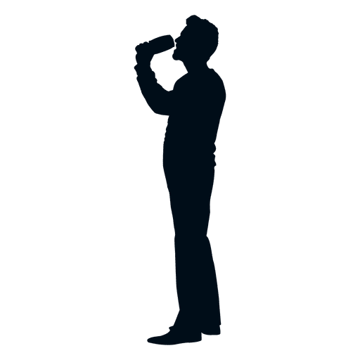 512x512 Man Drinking Silhouette Side View