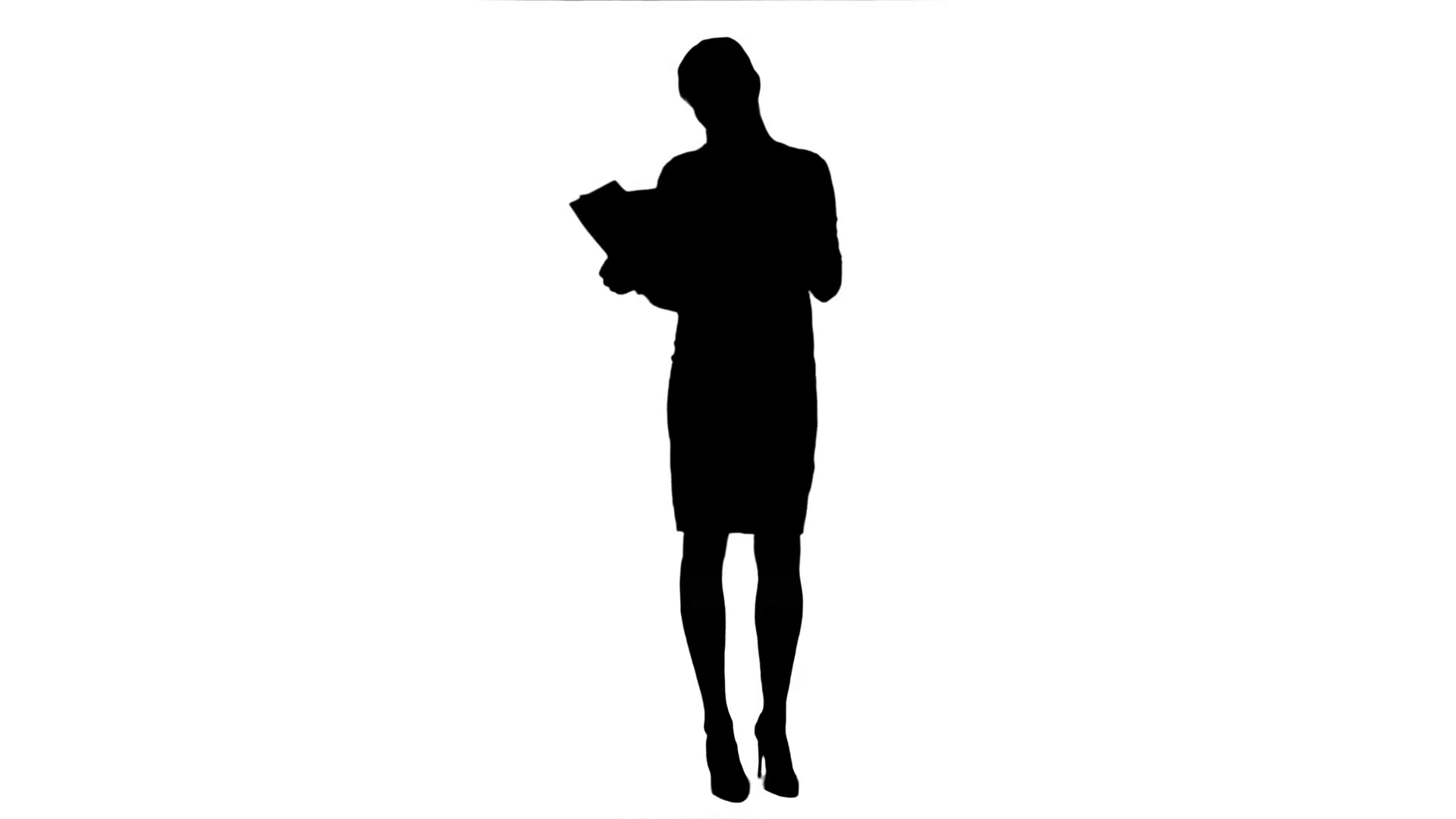 1920x1080 Silhouette Young Businesswoman Reading Documents While Drinking