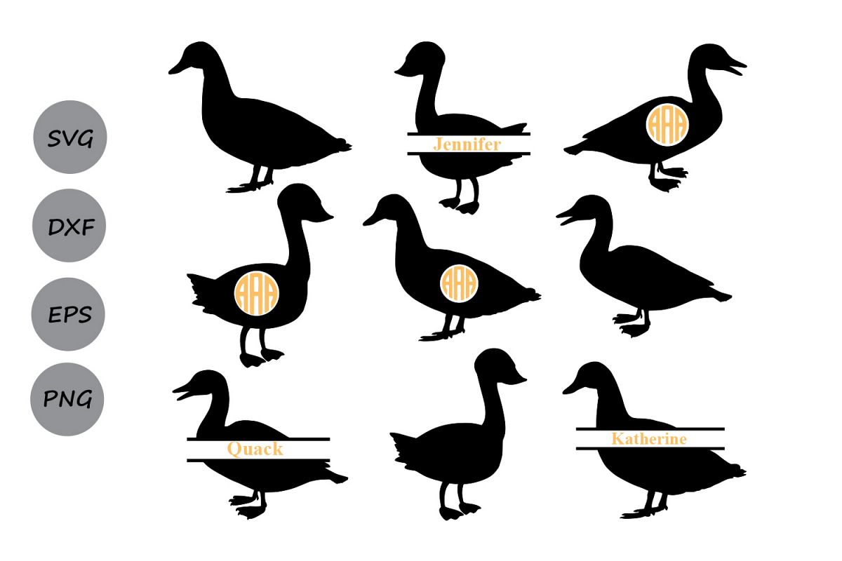 1200x800 Duck Svg Cut File, Duck Monogram Frames Design Bundles