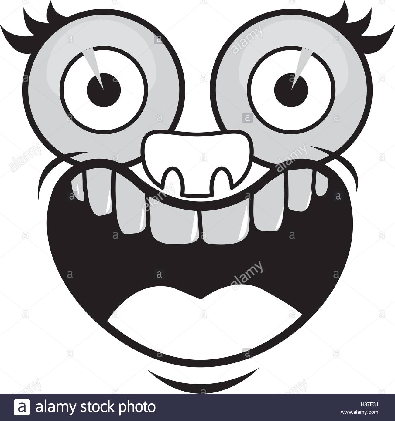1300x1388 Silhouette Of Cartoon Face With Happy Expression Over White Stock