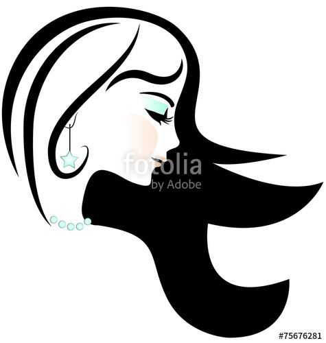 475x500 Beautiful Face Of Pretty Woman Silhouette Vector Logo Stock Image