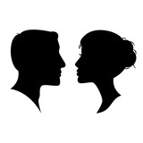 160x160 Man Woman Silhouette Face To Face Vector Stock Image