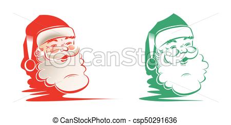 450x244 Silhouette Of Head, Faces Of Santa Claus, Set. Christmas