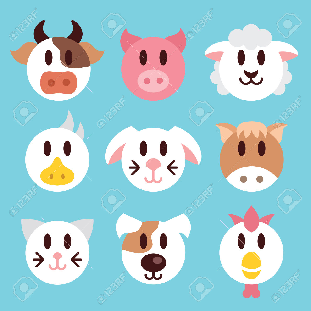 1300x1300 Face Clipart Farm Animal 3512632