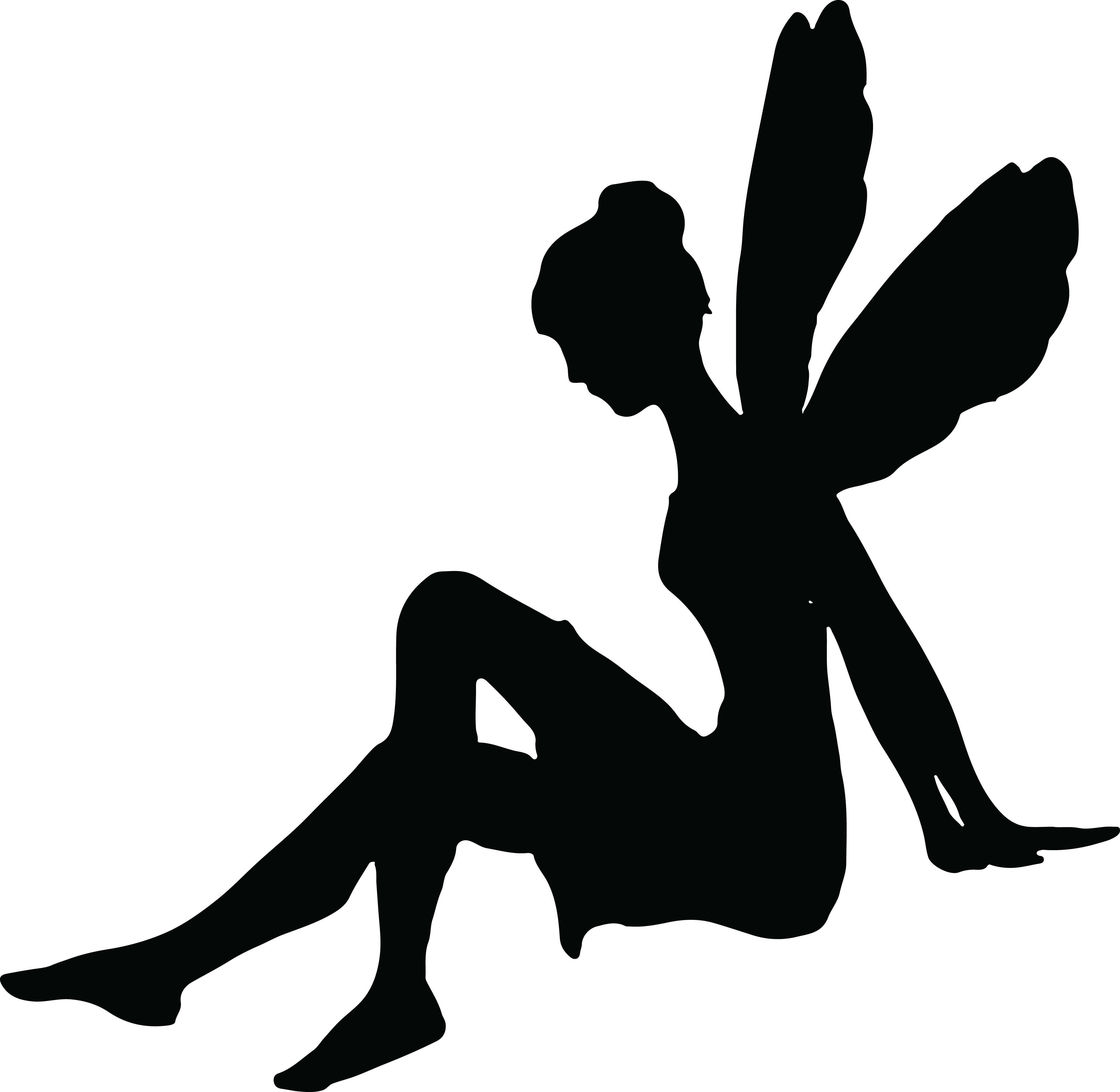 4000x3901 Free Clipart Of A Sitting Fairy Silhouette