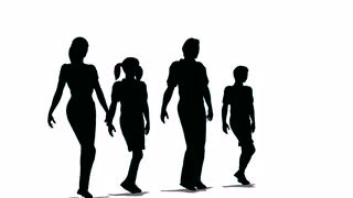 320x180 Happy Family Of Four Silhouette Stock Video Footage