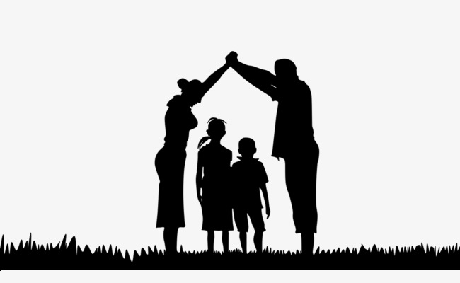 650x400 Family Black Silhouette, Black Silhouette, Family, House Shape Png