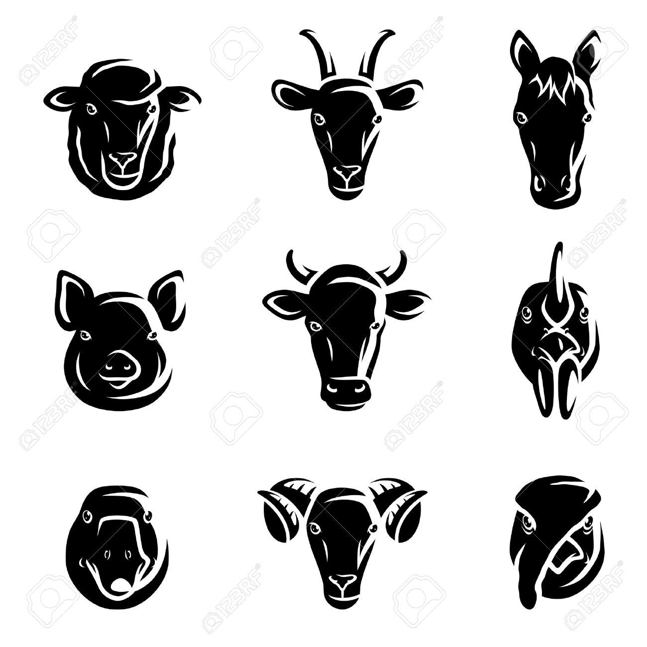 1300x1300 Farm Animals Set Vector Stock Vector Goat Logo