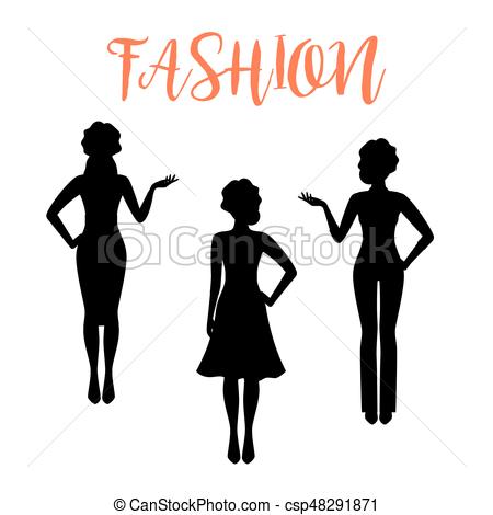 450x470 Fashion Woman Silhouette In Business Style. Fashion Woman