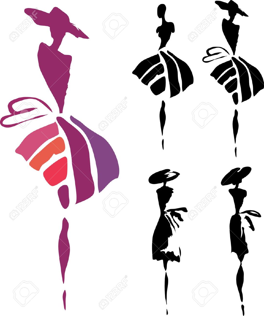 1085x1300 Fashionable Woman Silhouette Clipart