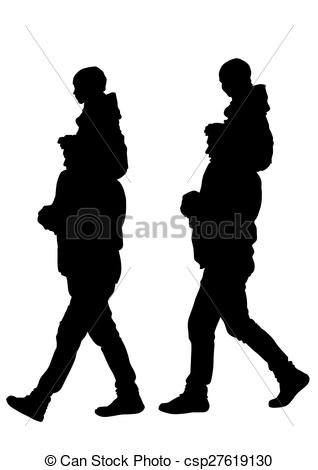 318x470 Father Whit Son. Silhouette Father And Son Out For A Walk Vectors
