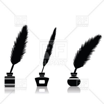 400x400 Silhouette Of Feather Pen In Inkwell Royalty Free Vector Clip Art