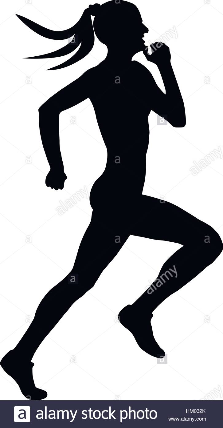 726x1390 Black Silhouette Female Runner Athlete Running A Sprint Stock