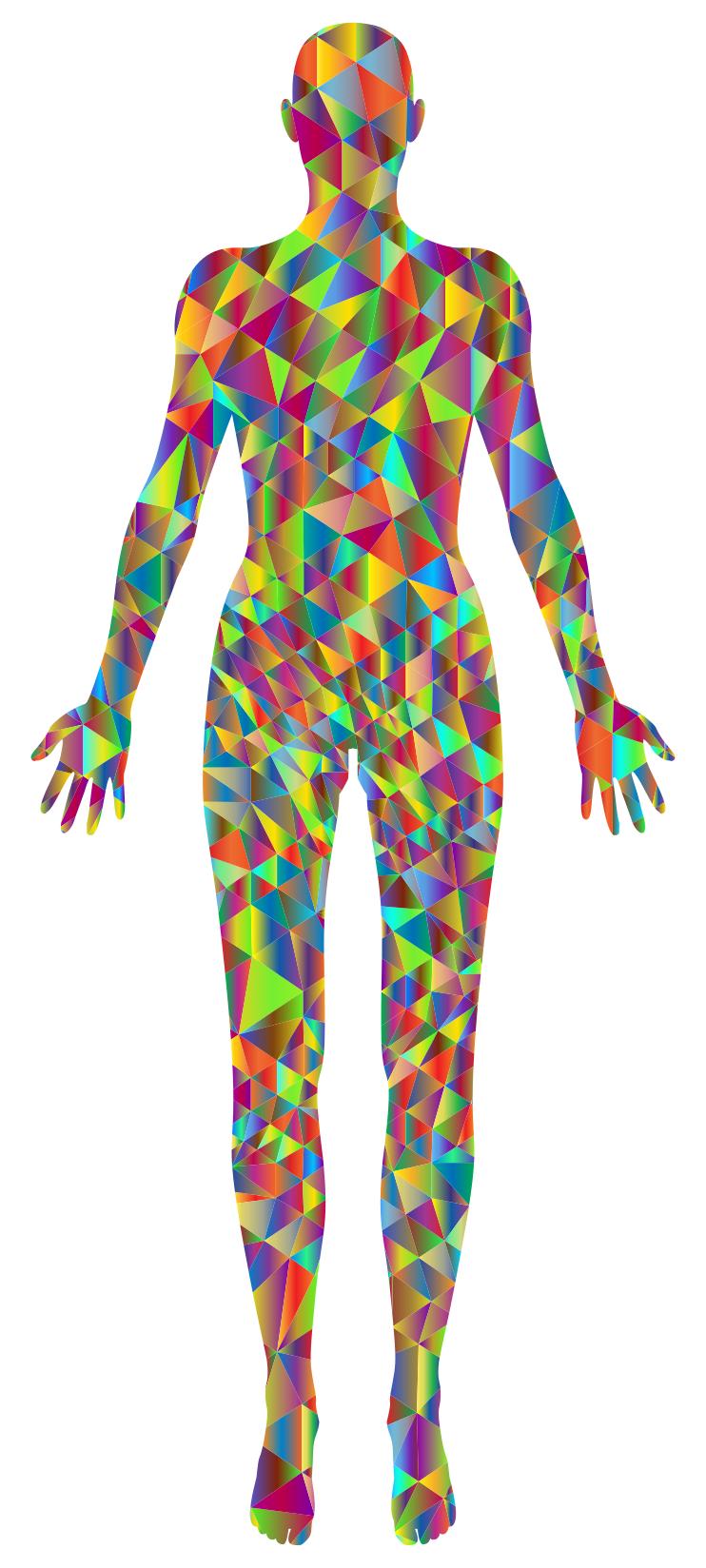 742x1648 Polychromatic Low Poly Female Body Silhouette Clipart