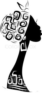 145x320 Female Head Silhouette For Your Design, Ethnic Ornament