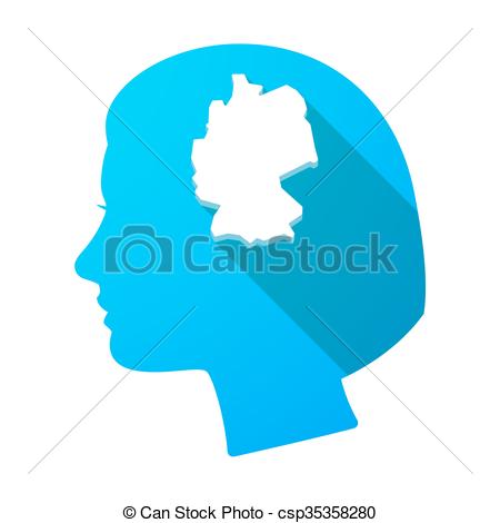 450x470 Illustration Of A Long Shadow Female Head With A Map Of Vector