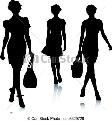 435x470 Silhouette, Femme, Mode Clip Art Vectoriel