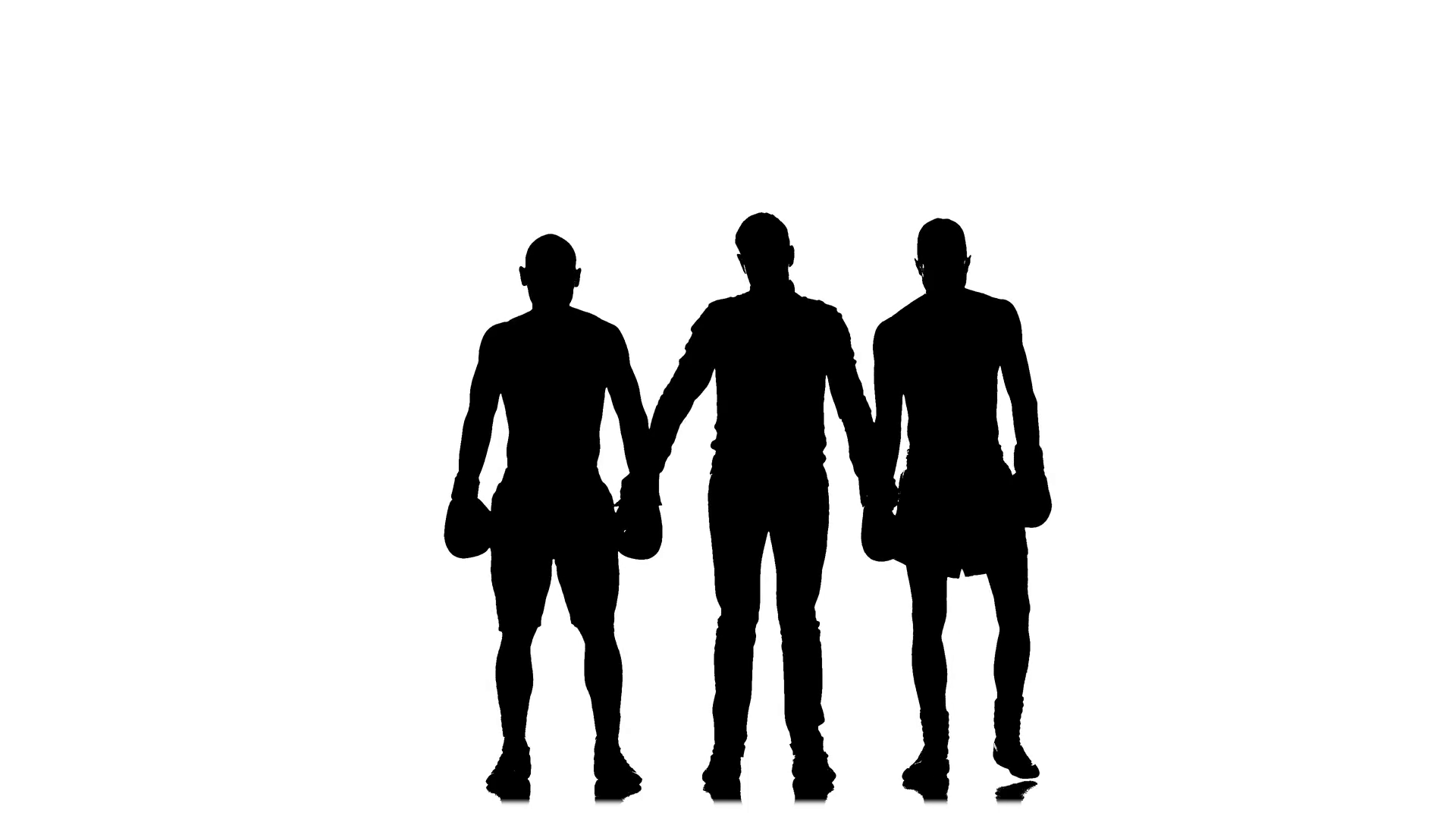 1920x1080 Boxing Referee Declares A Draw In A Fight. Silhouette Stock Video