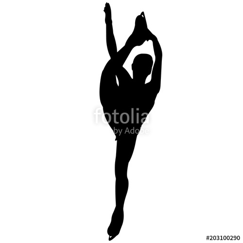 500x500 Woman Ice Skating Silhouette, Female Ice Skater Clipart, Girl
