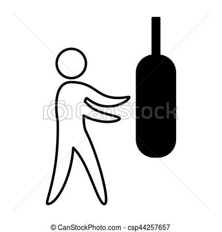 450x470 Boxing Figure Human Silhouette Vector Illustration Design Clipart