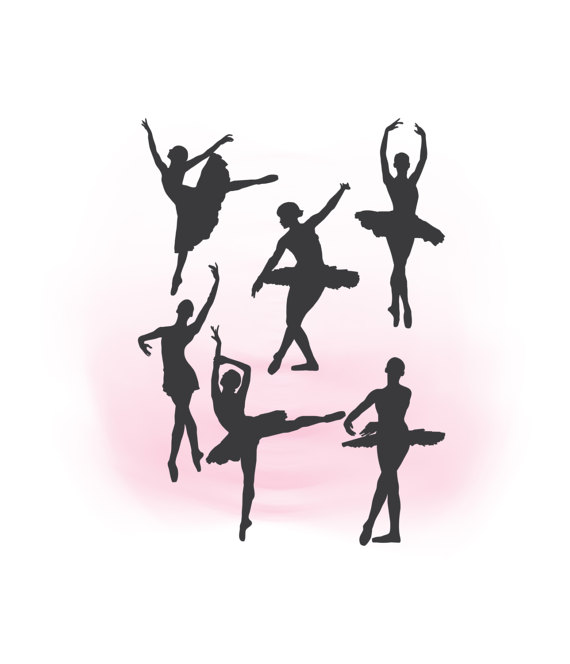 570x664 Dancing Ballerina Figures Bundle Clipart, Ballerina Graphic Art