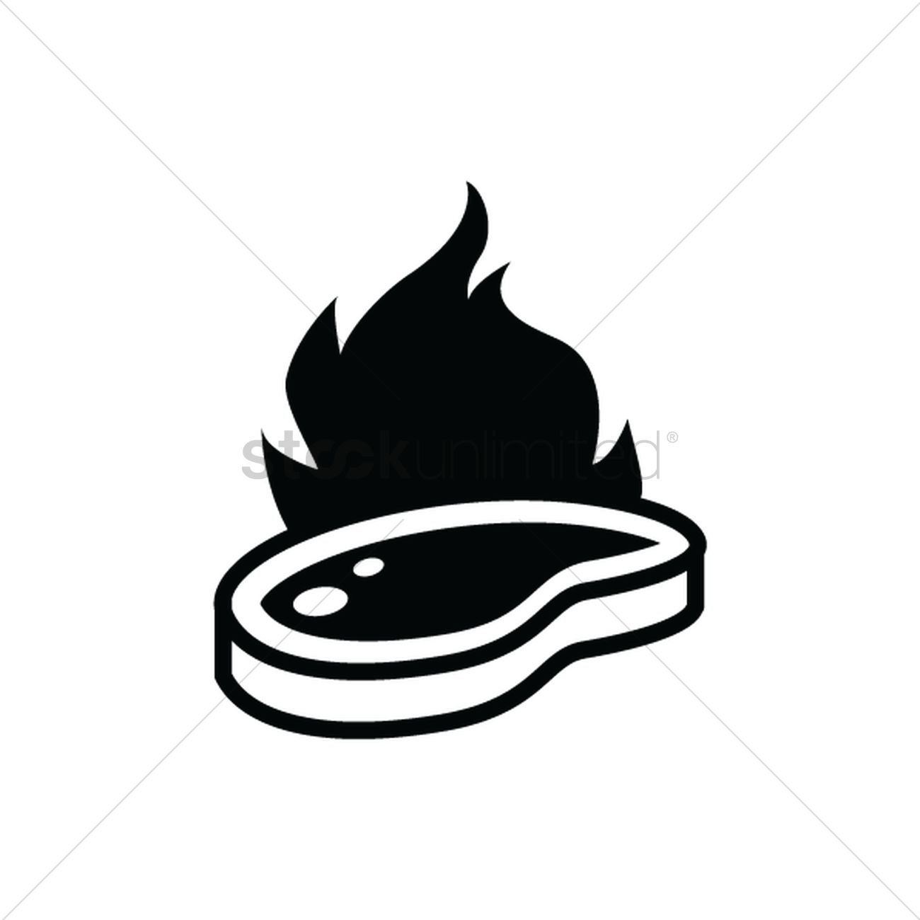 1300x1300 Steak On Fire Silhouette Vector Image
