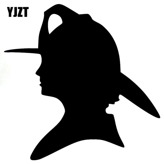 640x640 Yjzt 15x15cm Cartoon Firefighter Woman Silhouette Decal Black