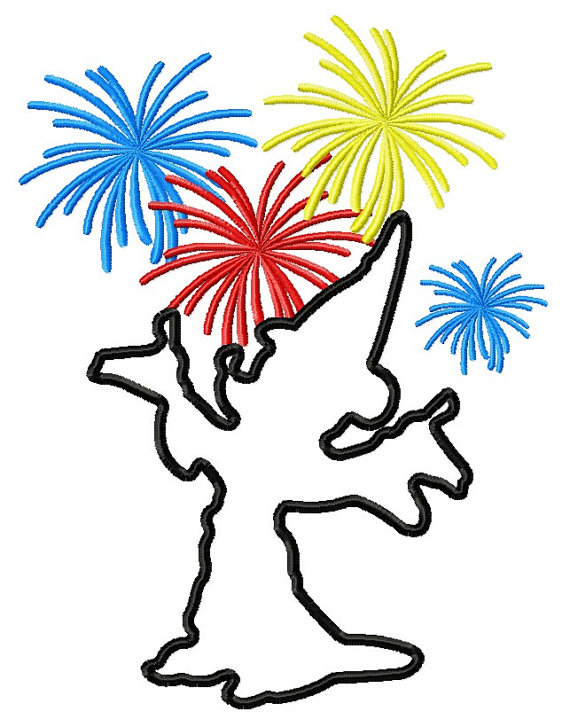 570x727 Mickey Fireworks Silhouette Embroidery Machine Applique