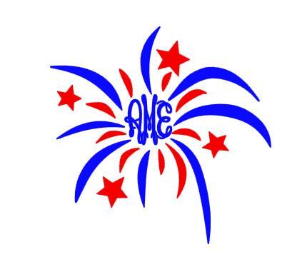 423x384 4th Of July Firework Monogram Cut File Download For By Bibberberry