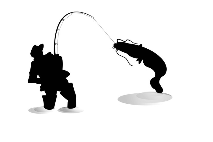700x467 Silhouette Of Fisherman With Sheatfish Sticker We Live