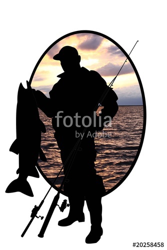 334x500 Silhouette Of Fisherman With Sheatfish Stock Photo And Royalty