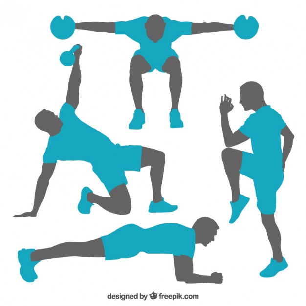 626x626 Silhouettes Of Gym Training Poses Vector Free Download