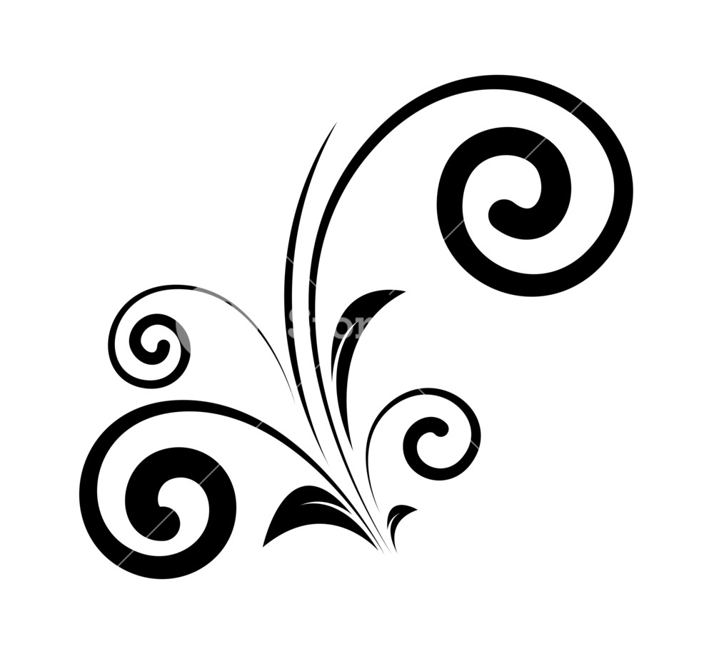 1000x916 Decorative Swirl Floral Elements Silhouette Royalty Free Stock