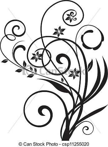 347x470 Swirly Floral Design Vector