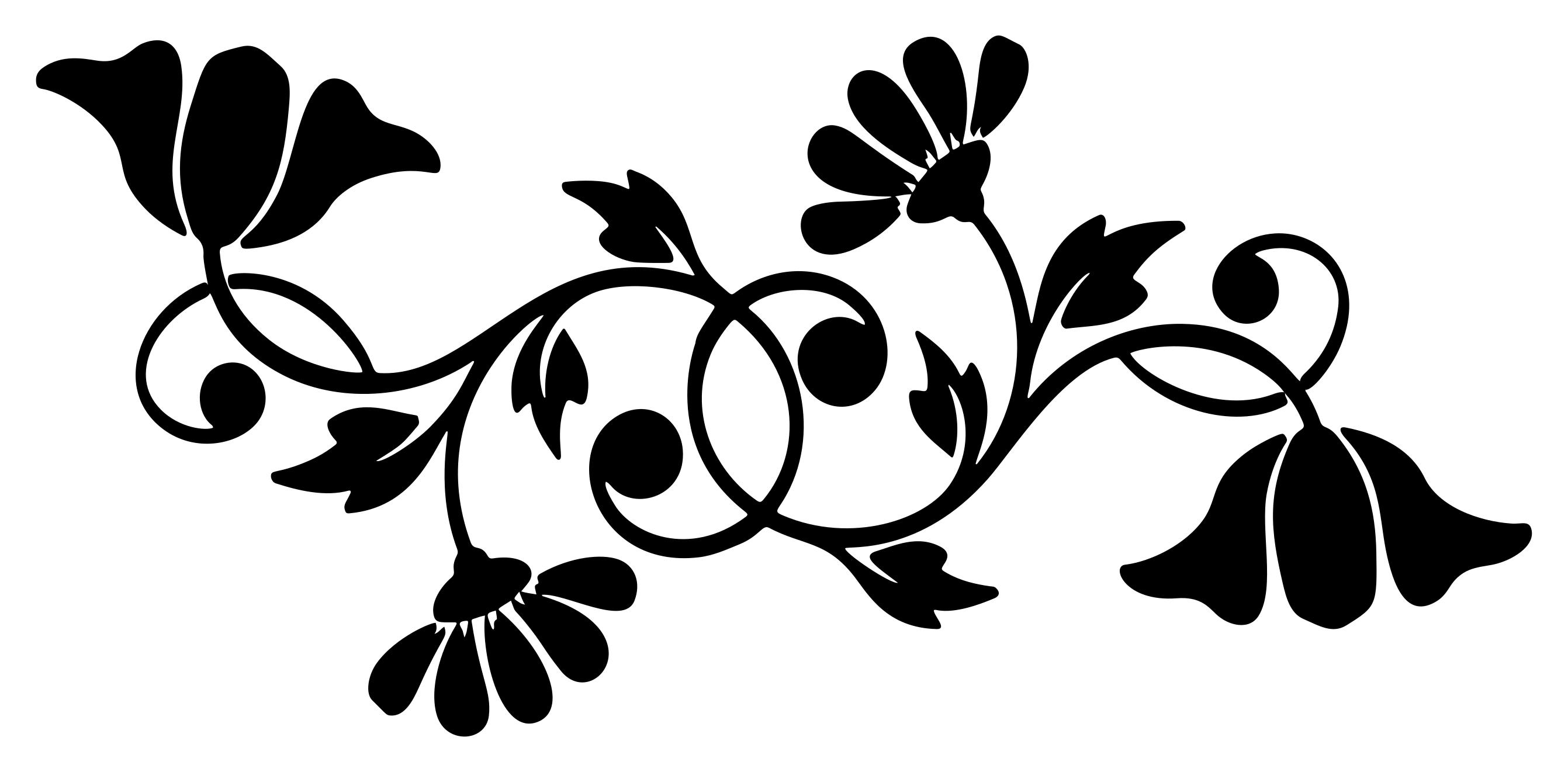 2683x1321 Floral Motif Silhouette Clipart