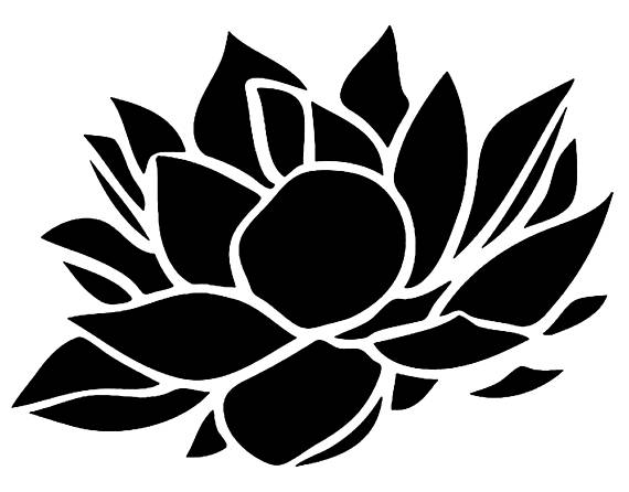 570x446 Stencil Floral Lotus Flower Stencil Decoration 5 Sizes Svg Pdf Png