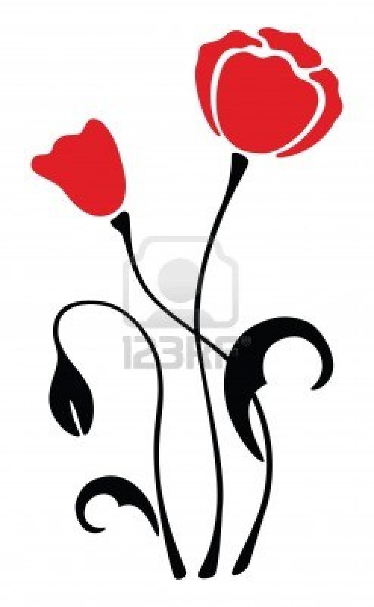 741x1203 5224015 Red Poppy Flower Silhouette Pattern Vector Illustration