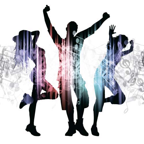 500x500 Music Party Backgrounds With People Silhouettes Vectors 10