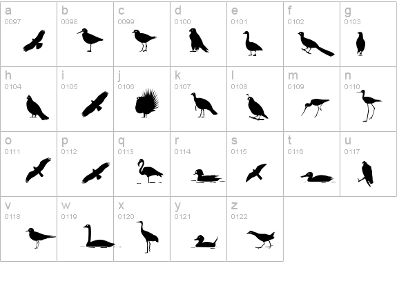 575x414 Bird Silhouettes Font
